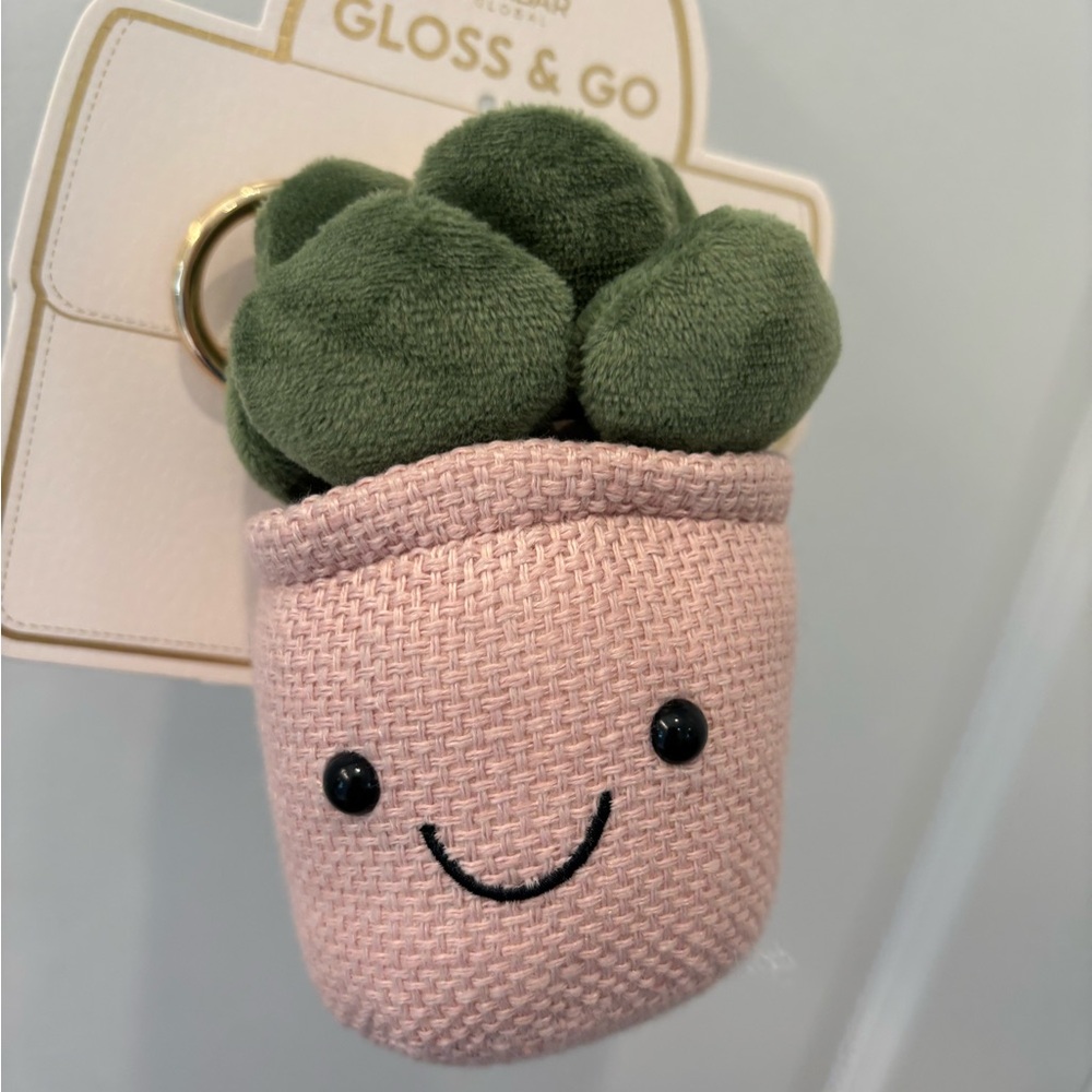 NWT Plush Plant Keychain - Green and pink